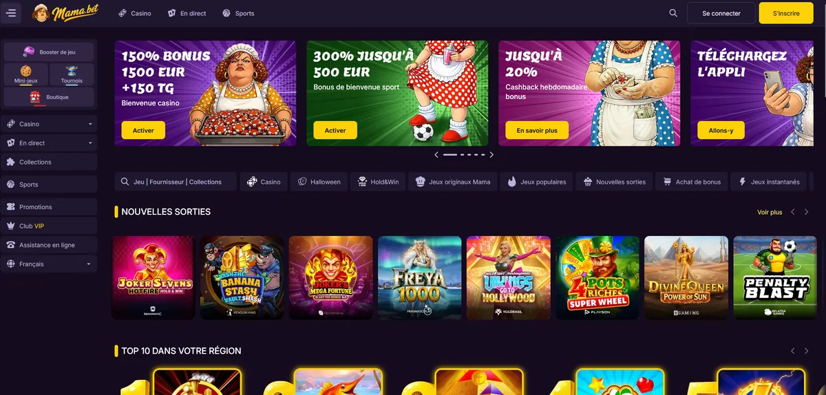 Aperçu de la page d'accueil de Mama Bet